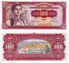 IUGOSLAVIA 100 dinara 1963 UNC!!! foto