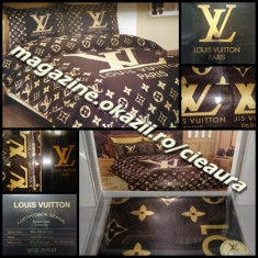 SET LENJERIE PAT DUBLU FIRMA LOUIS VUITTON SATIN MARO IMPRIMEU CLASIC 6 PIESE foto