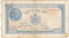 Bancnota 5000 lei 22 august 1944, RARA foto