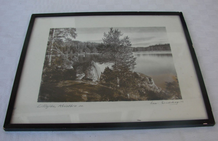 Superba litografie veche pe carton din anul 1936, semnata Sam Lindskog (7)