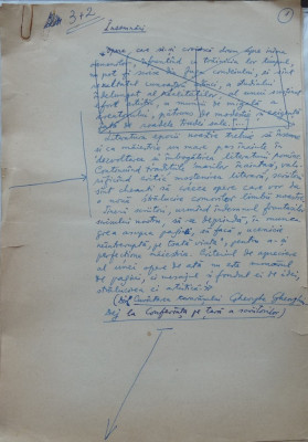 Insemnari; Manuscris olograf al lui Romulus Vulpescu, 8 foi, semnat foto
