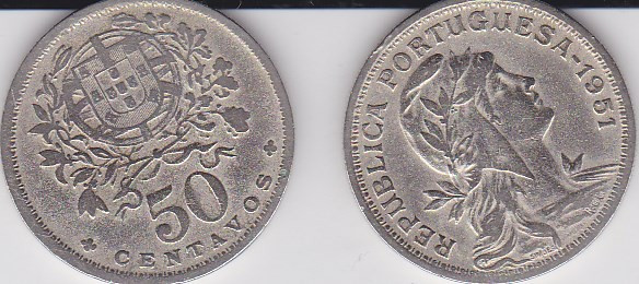 Portugalia 50 centavos 1951