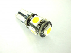 Bec led canbus T10 W5W 5 smd 5050 alb, led auto, leduri auto foto