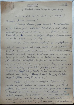 Mustata, istorioara morala; Manuscris Romulus Vulpescu, 11 foi, 1957 foto