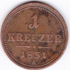 Austria,Ungaria,1 kreuzer 1851 A,Viena foto