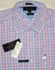 Camasa TOMMY HILFIGER, bleu-roz-alb, 100%bumbac, maneca lunga, masura M - custom fit, ORIGINALA! foto