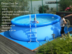 Piscina Easy Set, inaltime aprox 1.40 m - diametru aprox 4.50 m,, purificator cu ultraviolete, incalzitor electric, plutitor, acoperitoare, scara foto