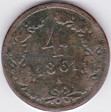 Austria,Ungaria,4 kreuzer 1861 A,Viena,patina,cotatie ridicata, Europa