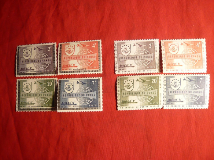 2 Serii Drepturile Omului 1963 si 1966 Congo-Zair ,4+4 val.