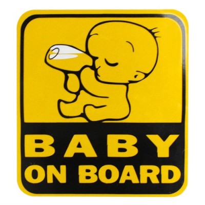 sticker auto &amp;quot;BABY ON BOARD&amp;quot;Safe warning 13 / 12 cm colant foto