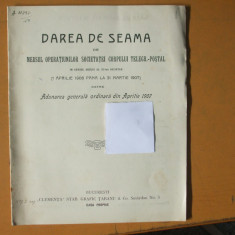 Darea de seama a societatei corpului telegrafic postal Bucuresti 1907