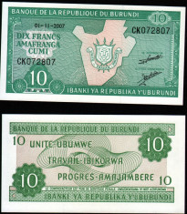 Burundi 10 francs 2007 UNC foto