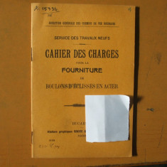 Cahier des charges pour la fourniture de boulons d'eclisses en acier Buc.1908