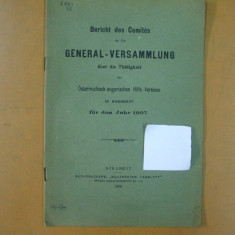 Bericht des comtes an die General - Versammlung des Osterreichisch... 1908