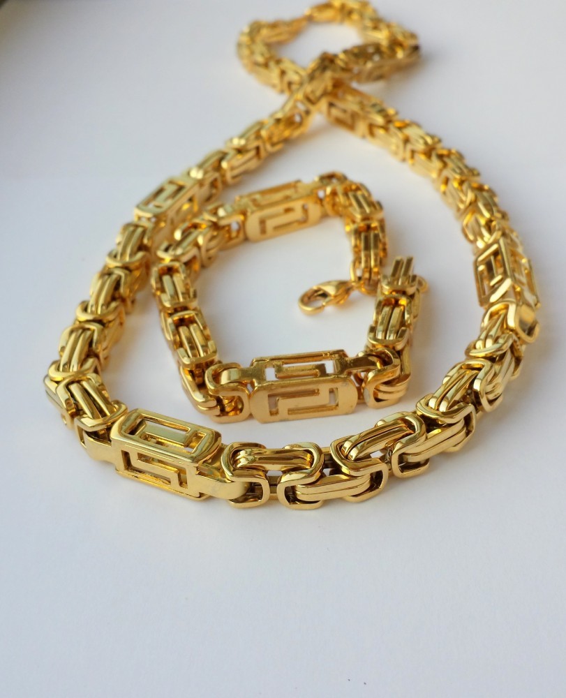 Set Lant+Bratara Inox placat Aur model Versace! | arhiva Okazii.ro