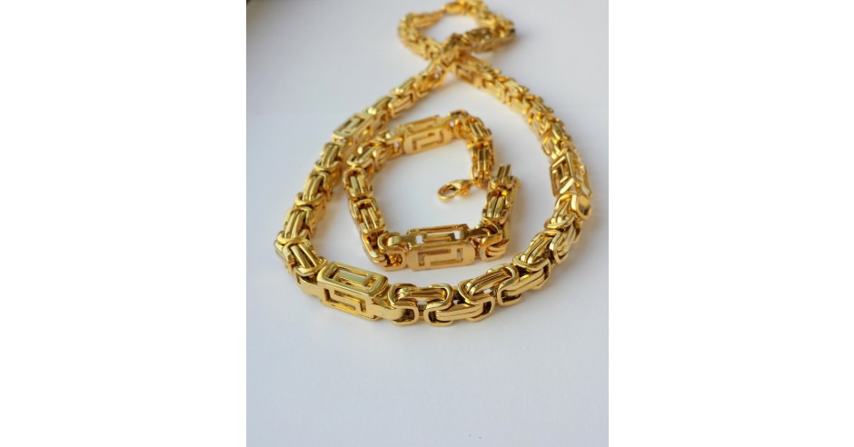 Set Lant+Bratara Inox placat Aur model Versace! | arhiva Okazii.ro