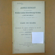 Darea de seama a soc de ajutor reciproc in caz de boala Aurora1907 Bucuresti