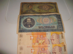 4 bancnote romanesti .100 lei 1966 ,50 lei 1966, 5000 lei 1998 foto