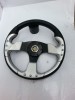 Volan Sport Universal Negru/Gri, Claxon Inclus, Diametru 35.5cm, Compatibil Diverse Modele Auto