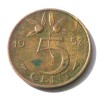 G2. OLANDA 5 CENTS CENTI 1957, 3.5 g., Bronze, 21 mm, Juliana **, Europa