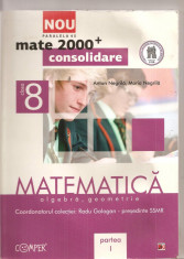 (C4115) MATE 2000 CONSOLIDARE, MATEMATICA CLASA A 8-A DE ANTON NEGRILA, PARTEA I, ALGEBRA, GEOMETRIE, EDITURA PARALELA 45, 2012, COORD. RADU GOLOGAN foto