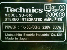 Amplificator Hi-Fi Technics SU-610 2x50Watt (4 Ohm) , 2x38Watt (8 Ohm) foto