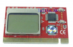 Vand tester card diagnoza PCI cu afisaj LCD pentru reparatii diagnosticari placi de baza desktop PC, afiseaza coduri de eroare, cauze si solutii foto