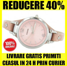 FOSSIL ES3076 GEORGIA PINK CEAS DAMA CASUAL BRATARA PIELE ELEGANT ROZ WR 50m NOU PE STOC+CUTIE CADOU LIVRAREA GRATIS ORIGINAL * PRET MAGAZIN 79 Euro foto