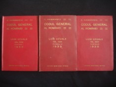 C. HAMANGIU - CODUL GENERAL AL ROMANIEI - LEGI UZUALE partile I+II+III {1938} foto