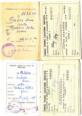 Lot 2 bucati carnete cu 12+12 PERMISE PENTRU CALATORIE GRATUITA CFR 1964 si 1970,folosite partial foto