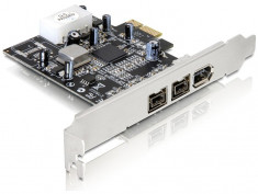 Placa PCI Express Firewire, 2 porturi B, 1 port A, Delock 89153 foto
