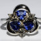 superb inel aur alb 14K diamante si safire bleu naturale 0.73CT , 3.37gr