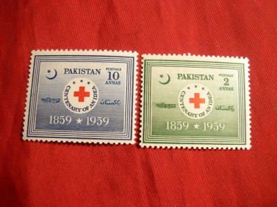 Serie 100 Ani Crucea Rosie Pakistan 1959 , 2 val. foto