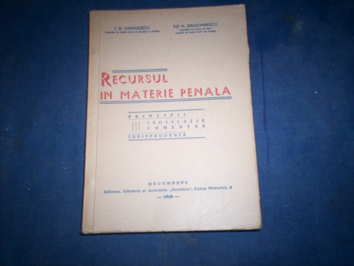 RECURSUL IN MATERIE PENALA I N LUNGULESCU