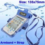 Husa telefon impermeabila universala 135 mm x 75 mm, Transparent, Textil, Armband, Nokia