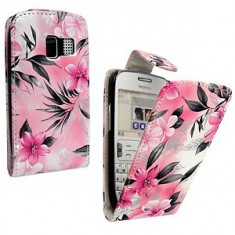 Super promotie husa flip NOKIA ASHA 302 model floral+transport gratuit posta romana ! foto