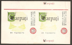 97a PACHET PENTRU TIGARETE, CARPATI, FABRICA DE TIGARETE BUCURESTI, PACHET DE COLECTIE, NEFOLOSIT, AMBALAJ PENTRU PACHET DE TIGARI, HARTIA TIPARITA foto