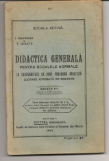 Didactica generala - I. Nisipeanu si T. Geanta - 1927 foto