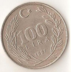 Moneda 100 lira 1987 - Turcia foto