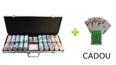 Set de poker de 500 chip-uri Royal Flush cu muchie rotunjita + Carti 100% Plastic Cadou foto