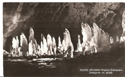 CPI (B3508) MUNTII APUSENI. PESTERA SCARISOARA, STALAGMITE DE GHIATA, EDITURA MERIDIANE, SCRISA SI NECIRCULATA, DATATA 1964, R.P.R., 2308 foto