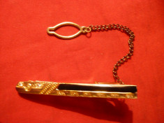 Ac de Cravata ,bronz aurit cu piatra si lant ,L= 5,5 cm foto