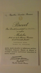 Brevet - Medalia &amp;quot;30 de ani de la eliberarea Romaniei de sub dominatia fascista - 1974 ( NR 4444 ) foto