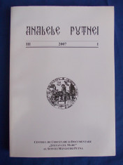 ANALELE PUTNEI ( ISTORIA MANASTIRII PUTNA ) * ANUL III - NR.1 , 2007 foto