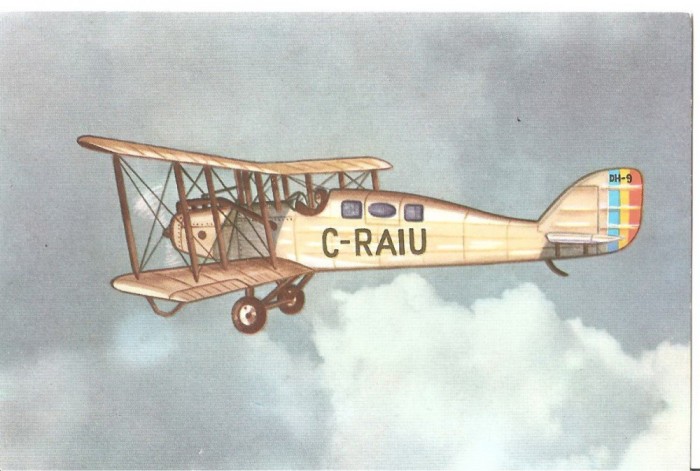 CPI (B3599) C-RAIU, DE HAVILLAND DH9 - UNUL DIN PRIMELE AVIOANE FOLOSITE PE CURSELE AERIENE INTERNE, 1926, NECIRCULATA, TAROM, AVION