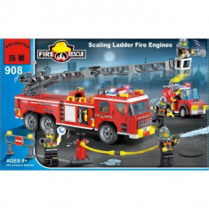Masina de pompieri tip lego fire rescue, 607 piese, jucarie constructiva, Enlighten 908 foto
