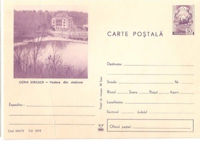 CPI (B3558) CARTE POSTALA. OCNA SIBIULUI, VEDERE DIN STATIUNE, NECIRCULATA foto