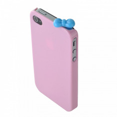 Husa carcasa iPhone 4, 4G 4S,HARD CASE ROZ CU FUNDITA PENTRU MUFA DE CASTI! foto