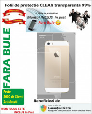 Folie de protectie Transparenta iPhone 5S FATA SPATE Maxcell MONTAJ iNCLUS in Pret Gold Alb foto