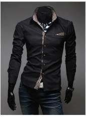 CAMASA BARBATI CASUAL SlimFit PENTRU EVENIMENTE Model Leopard | Cambrata Animal Print Alba|Neagra | XS,S,M,L foto